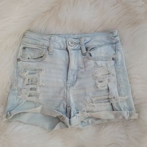 Light wash denim shorts